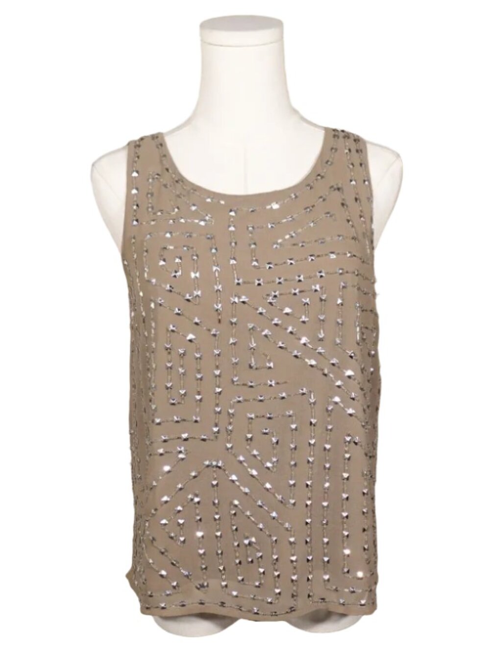 Studded Taupe Tank Top-S
